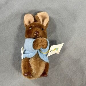 Vintage 1986 Beatrix Potter Peter Rabbit clip-on plush toy 4" Rabbit  Easter